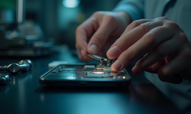 A close-up of hands meticulously assembling a phone accessory, symbolizing craftsmanship and attention to detail.
